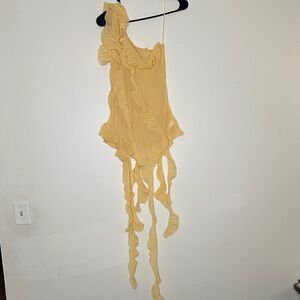 Zara Yellow Ruffled Tank Top